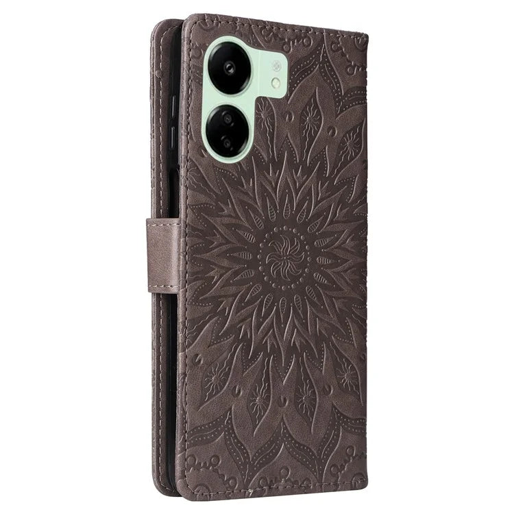 KT Imprinting Flower Series-1 For Xiaomi Redmi 13C 4G / Poco C65 4G Case Leather Wallet Phone Protector