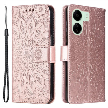 KT Imprinting Flower Series-1 For Xiaomi Redmi 13C 4G / Poco C65 4G Case Leather Wallet Phone Protector