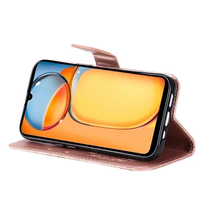 KT Imprinting Flower Series-1 For Xiaomi Redmi 13C 4G / Poco C65 4G Case Leather Wallet Phone Protector