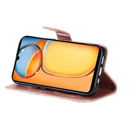KT Imprinting Flower Series-1 For Xiaomi Redmi 13C 4G / Poco C65 4G Case Leather Wallet Phone Protector