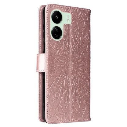 KT Imprinting Flower Series-1 For Xiaomi Redmi 13C 4G / Poco C65 4G Case Leather Wallet Phone Protector