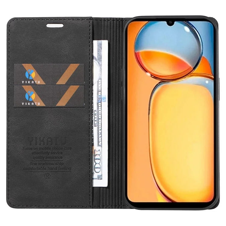YIKATU YK-004 For Xiaomi Redmi 13C 4G / Poco C65 4G Wallet Case PU Leather Flip Folio Phone Cover