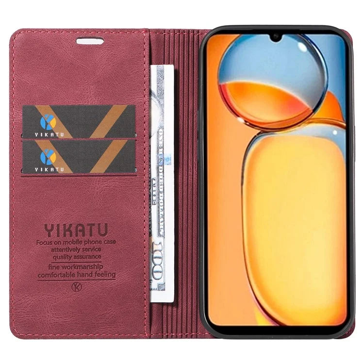 YIKATU YK-004 For Xiaomi Redmi 13C 4G / Poco C65 4G Wallet Case PU Leather Flip Folio Phone Cover