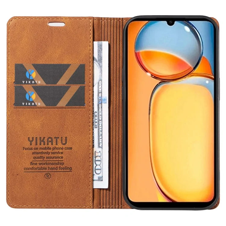 YIKATU YK-004 For Xiaomi Redmi 13C 4G / Poco C65 4G Wallet Case PU Leather Flip Folio Phone Cover