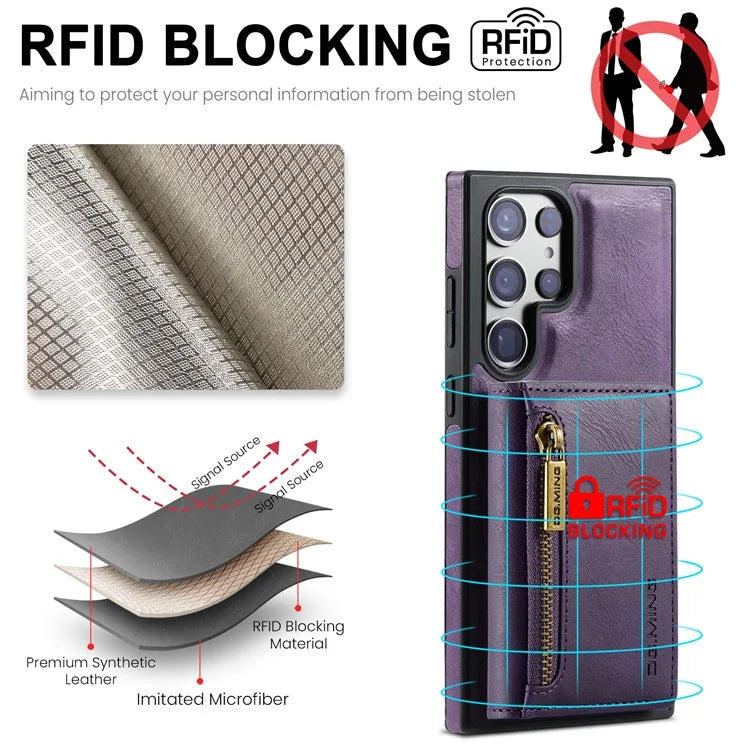 DG.MING M5 Series For Samsung Galaxy S24 Leather Phone Case Magnetic Detachable Wallet Cover