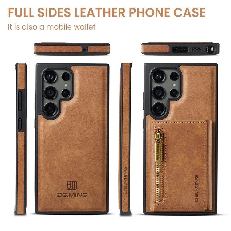 DG.MING M5 Series For Samsung Galaxy S24 Leather Phone Case Magnetic Detachable Wallet Cover
