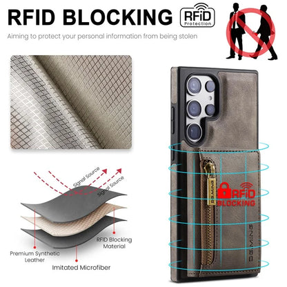DG.MING M5 Series For Samsung Galaxy S24 Leather Phone Case Magnetic Detachable Wallet Cover