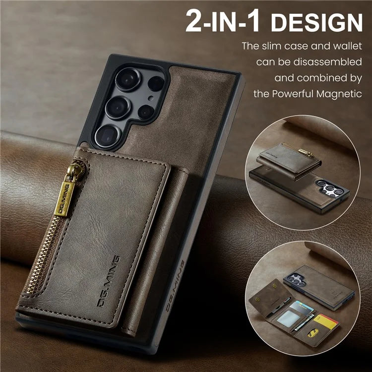 DG.MING M5 Series For Samsung Galaxy S24+ Wallet Case 2-in-1 Detachable Leather Phone Cover