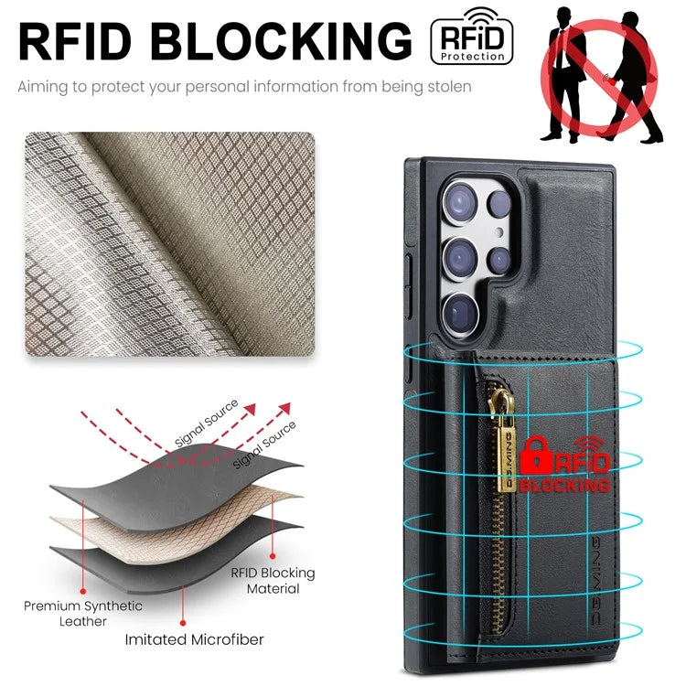 DG.MING M5 Series For Samsung Galaxy S24+ Wallet Case 2-in-1 Detachable Leather Phone Cover