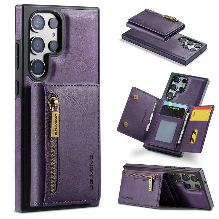 DG.MING M5 Series For Samsung Galaxy S24+ Wallet Case 2-in-1 Detachable Leather Phone Cover