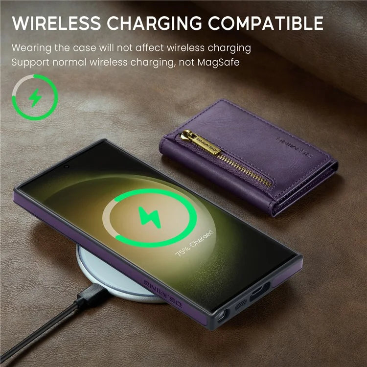 DG.MING M5 Series For Samsung Galaxy S24+ Wallet Case 2-in-1 Detachable Leather Phone Cover