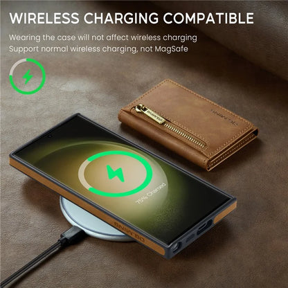 DG.MING M5 Series For Samsung Galaxy S24+ Wallet Case 2-in-1 Detachable Leather Phone Cover