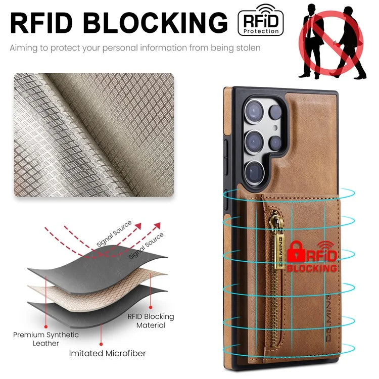 DG.MING M5 Series For Samsung Galaxy S24+ Wallet Case 2-in-1 Detachable Leather Phone Cover