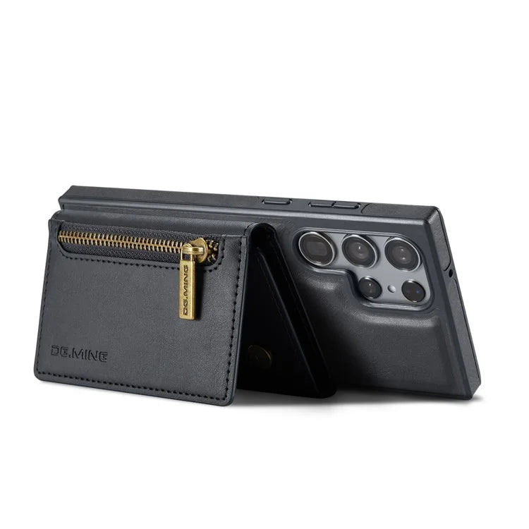 DG.MING M5 Series For Samsung Galaxy S24 Ultra Case Kickstand Leather Phone Back Cover