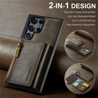 DG.MING M5 Series For Samsung Galaxy S24 Ultra Case Kickstand Leather Phone Back Cover