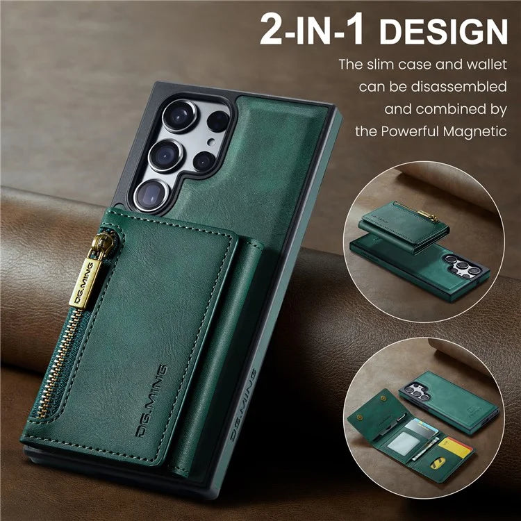 DG.MING M5 Series For Samsung Galaxy S24 Ultra Case Kickstand Leather Phone Back Cover