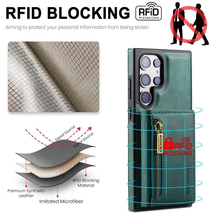 DG.MING M5 Series For Samsung Galaxy S24 Ultra Case Kickstand Leather Phone Back Cover