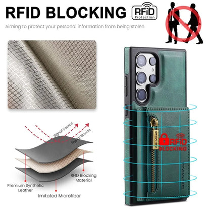 DG.MING M5 Series For Samsung Galaxy S24 Ultra Case Kickstand Leather Phone Back Cover