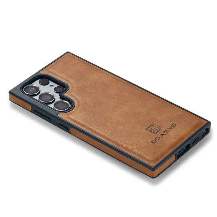 DG.MING For Samsung Galaxy S24 Ultra Phone Case Anti-scratch Side Edge Leather Coating Back Shell
