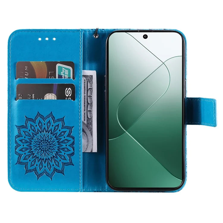 KT Imprinting Flower Series-1 For Xiaomi 14 Case Imprint Leather Wallet Stand Phone Cover