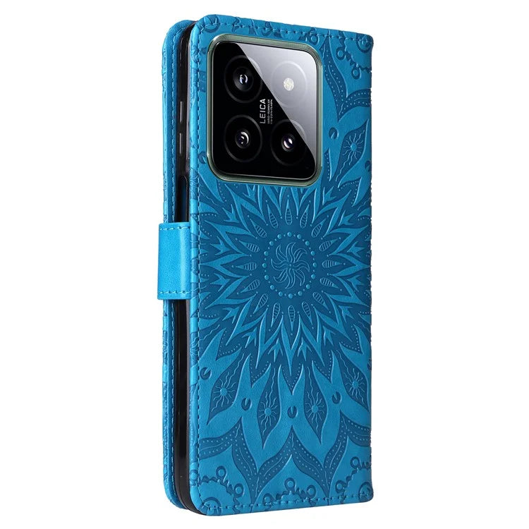 KT Imprinting Flower Series-1 For Xiaomi 14 Case Imprint Leather Wallet Stand Phone Cover