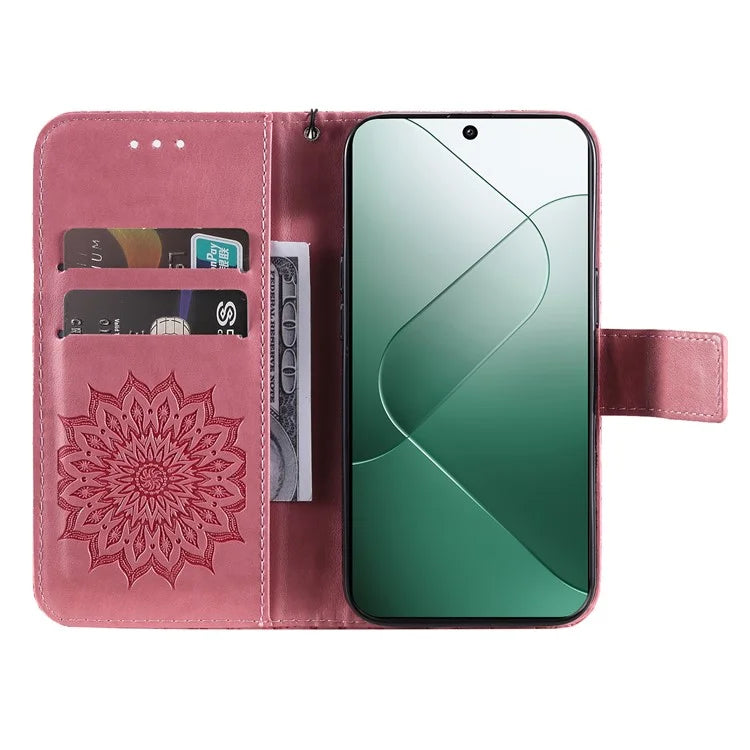 KT Imprinting Flower Series-1 For Xiaomi 14 Case Imprint Leather Wallet Stand Phone Cover