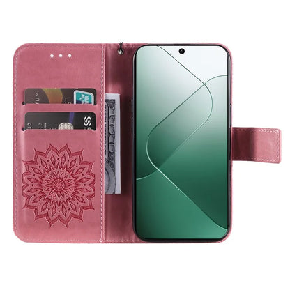 KT Imprinting Flower Series-1 For Xiaomi 14 Case Imprint Leather Wallet Stand Phone Cover