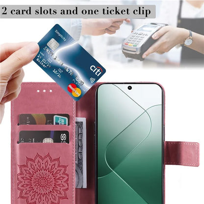 KT Imprinting Flower Series-1 For Xiaomi 14 Case Imprint Leather Wallet Stand Phone Cover