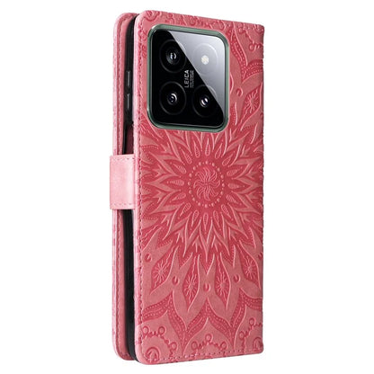 KT Imprinting Flower Series-1 For Xiaomi 14 Case Imprint Leather Wallet Stand Phone Cover
