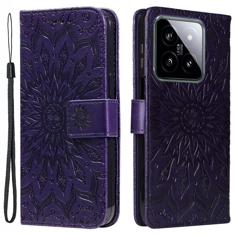 KT Imprinting Flower Series-1 For Xiaomi 14 Case Imprint Leather Wallet Stand Phone Cover