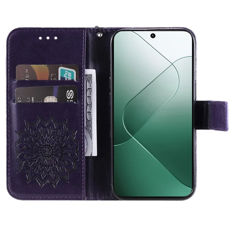 KT Imprinting Flower Series-1 For Xiaomi 14 Case Imprint Leather Wallet Stand Phone Cover