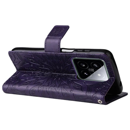 KT Imprinting Flower Series-1 For Xiaomi 14 Case Imprint Leather Wallet Stand Phone Cover