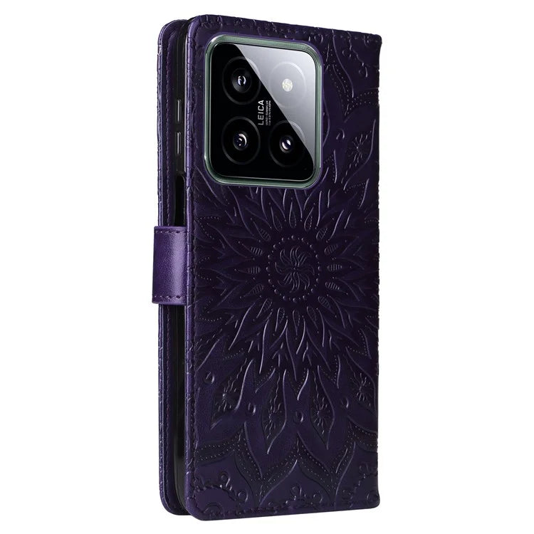 KT Imprinting Flower Series-1 For Xiaomi 14 Case Imprint Leather Wallet Stand Phone Cover