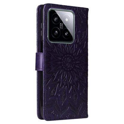 KT Imprinting Flower Series-1 For Xiaomi 14 Case Imprint Leather Wallet Stand Phone Cover