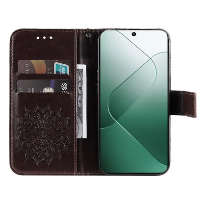 KT Imprinting Flower Series-1 For Xiaomi 14 Case Imprint Leather Wallet Stand Phone Cover