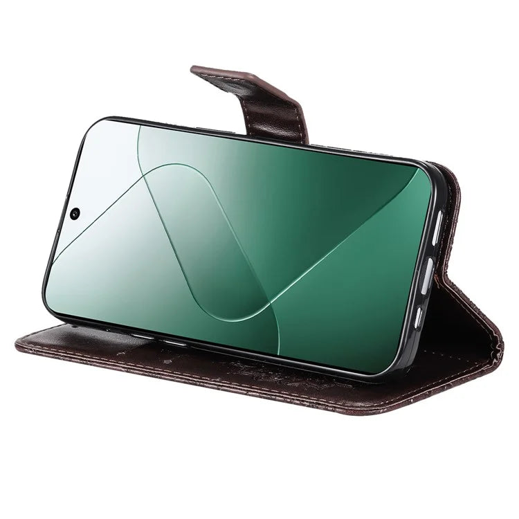 KT Imprinting Flower Series-1 For Xiaomi 14 Case Imprint Leather Wallet Stand Phone Cover