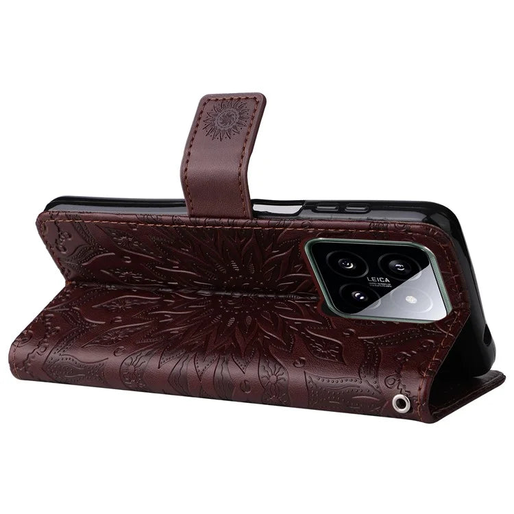 KT Imprinting Flower Series-1 For Xiaomi 14 Case Imprint Leather Wallet Stand Phone Cover
