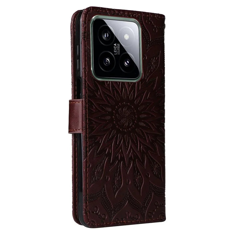 KT Imprinting Flower Series-1 For Xiaomi 14 Case Imprint Leather Wallet Stand Phone Cover