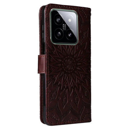 KT Imprinting Flower Series-1 For Xiaomi 14 Case Imprint Leather Wallet Stand Phone Cover