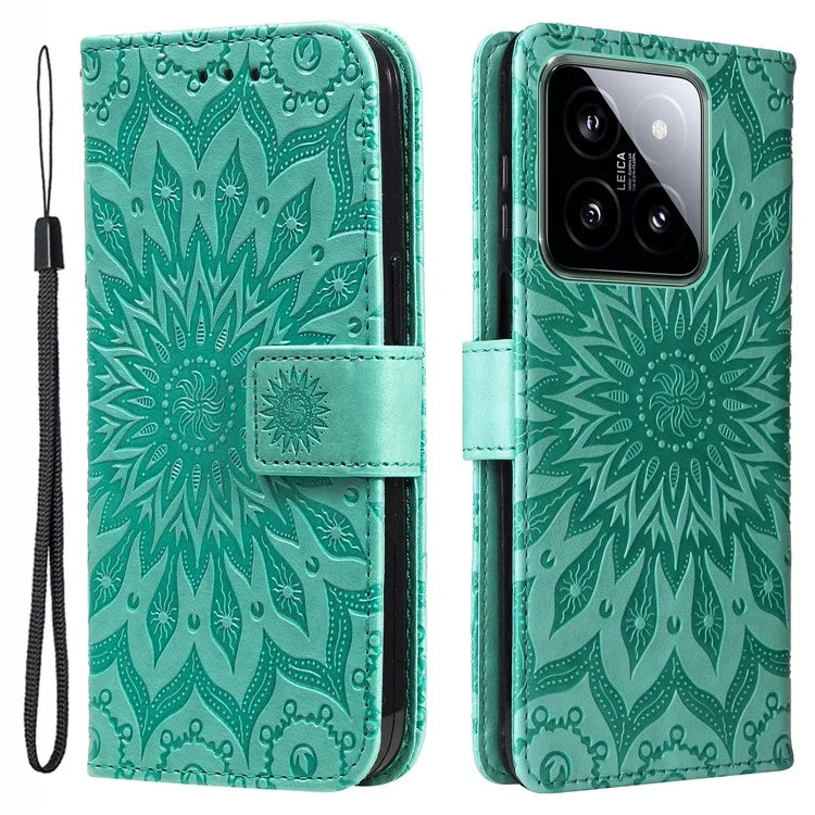 KT Imprinting Flower Series-1 For Xiaomi 14 Case Imprint Leather Wallet Stand Phone Cover
