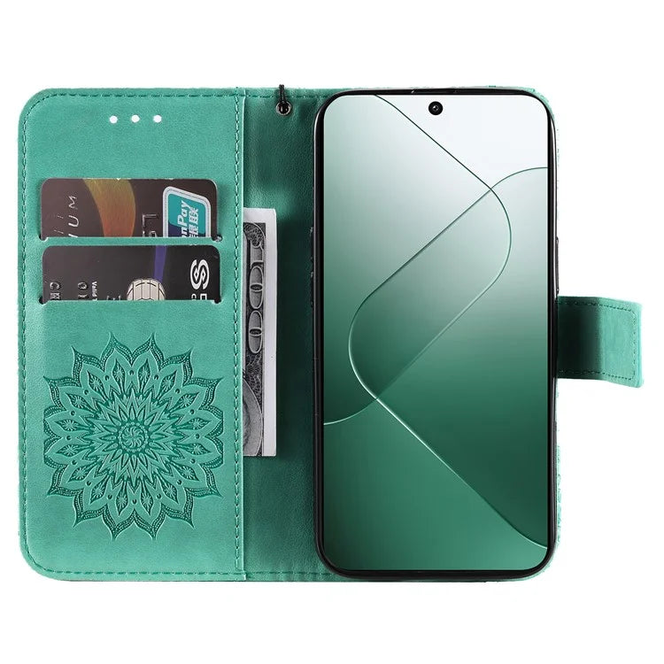 KT Imprinting Flower Series-1 For Xiaomi 14 Case Imprint Leather Wallet Stand Phone Cover