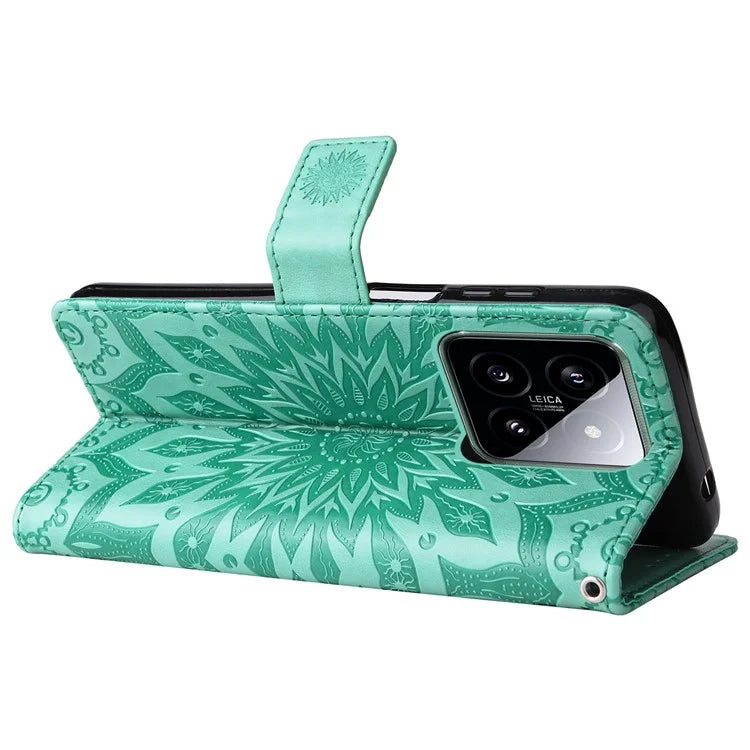KT Imprinting Flower Series-1 For Xiaomi 14 Case Imprint Leather Wallet Stand Phone Cover