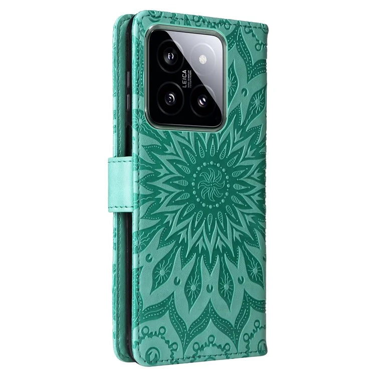 KT Imprinting Flower Series-1 For Xiaomi 14 Case Imprint Leather Wallet Stand Phone Cover