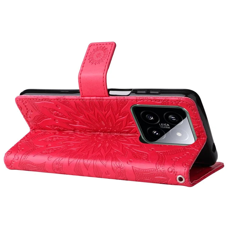 KT Imprinting Flower Series-1 For Xiaomi 14 Case Imprint Leather Wallet Stand Phone Cover