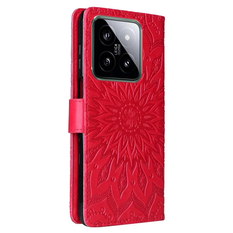 KT Imprinting Flower Series-1 For Xiaomi 14 Case Imprint Leather Wallet Stand Phone Cover
