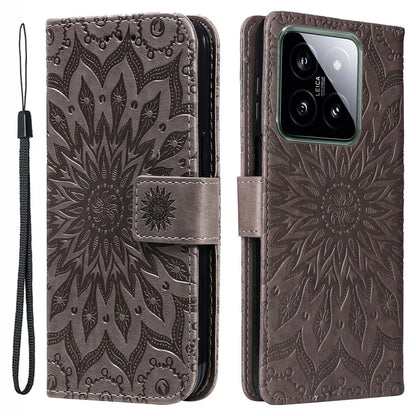 KT Imprinting Flower Series-1 For Xiaomi 14 Case Imprint Leather Wallet Stand Phone Cover