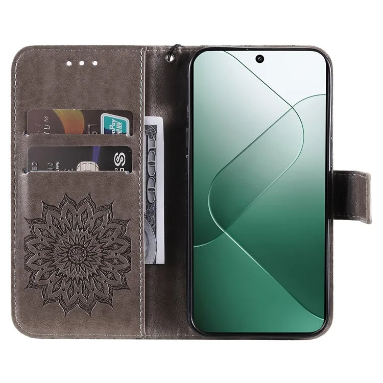 KT Imprinting Flower Series-1 For Xiaomi 14 Case Imprint Leather Wallet Stand Phone Cover