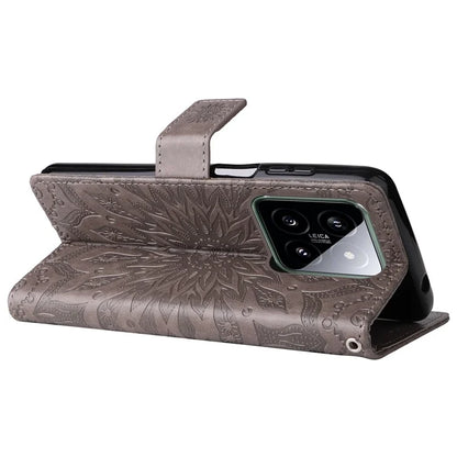 KT Imprinting Flower Series-1 For Xiaomi 14 Case Imprint Leather Wallet Stand Phone Cover