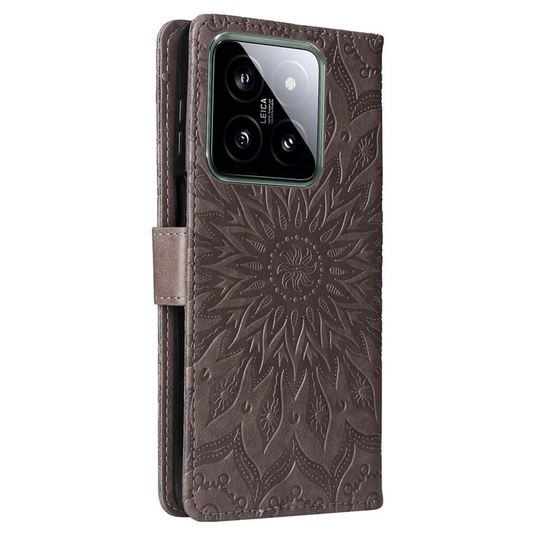 KT Imprinting Flower Series-1 For Xiaomi 14 Case Imprint Leather Wallet Stand Phone Cover
