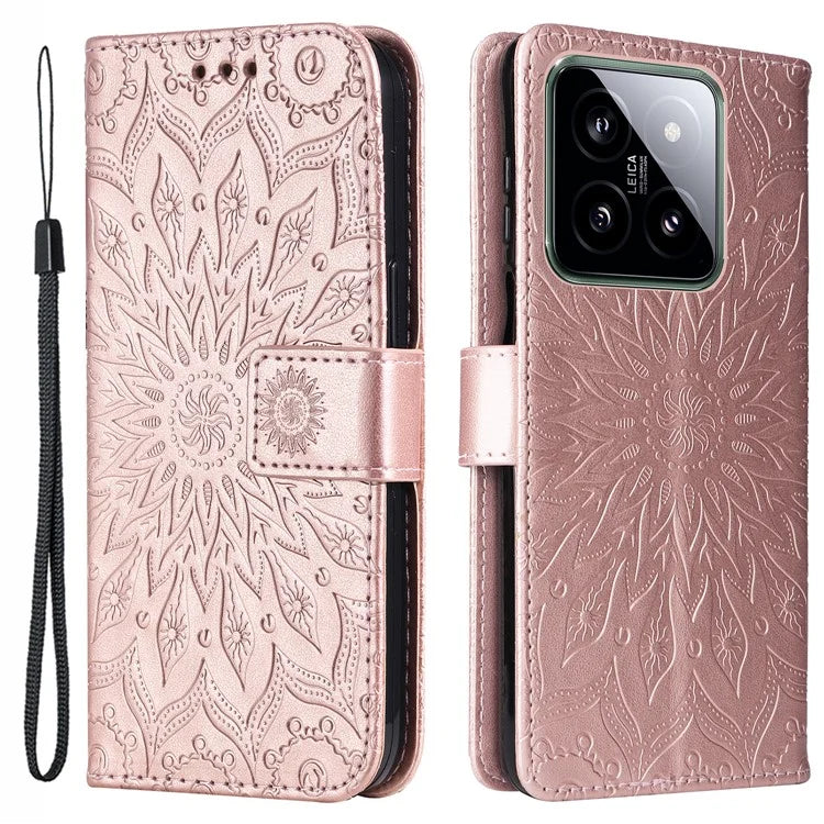 KT Imprinting Flower Series-1 For Xiaomi 14 Case Imprint Leather Wallet Stand Phone Cover